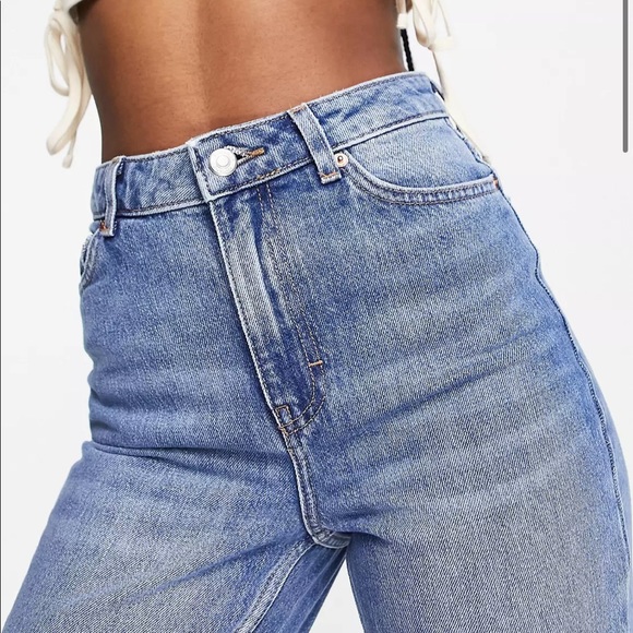 Topshop Mom Jeans high rise medium wash zipper fly straight leg 100% cotton - Picture 7 of 11